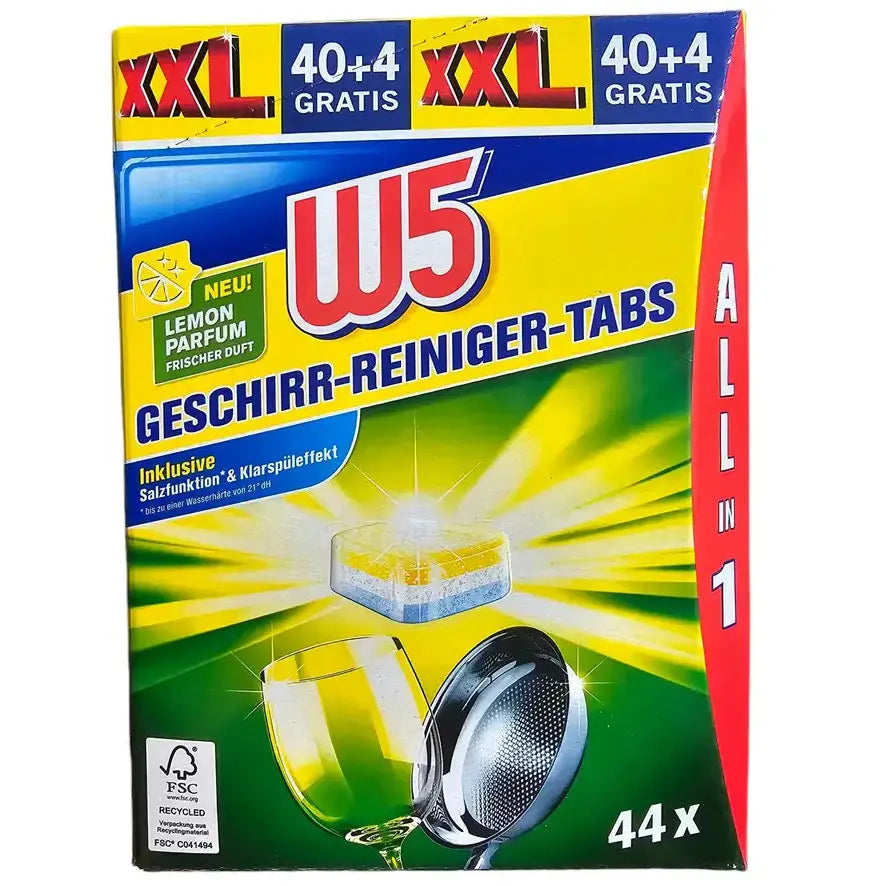 Таблетки для посудомийної машини "W5 All-in-1 XXL Citrus", 44 шт