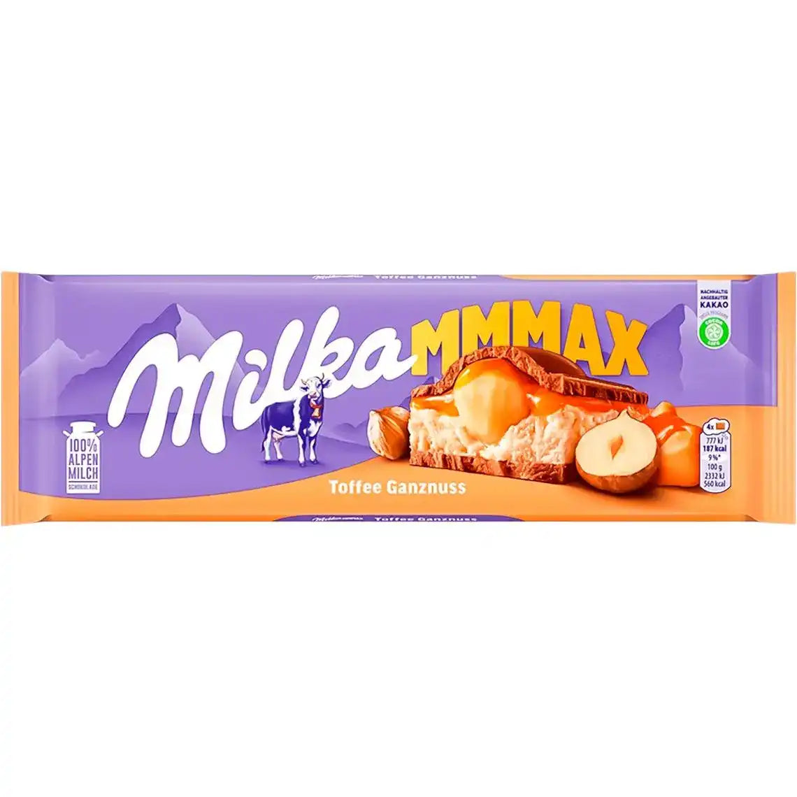 Milka Toffee Wholenut Шоколад з Карамеллю та Цілими Лісовими Горіхами 300г