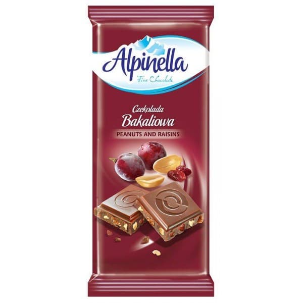 Шоколад Alpinella Арахіс та Родзинки 90г