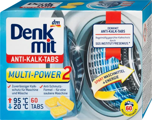 Denkmit Anti-Kalk-Tabs Multi-Power 2 - Таблетки проти накипу для пральних машин, 60 шт