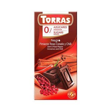 Шоколад чорний Torras Negro з рожевим перцем, корицею та чилі без цукру та глютену 75 г 04550 фото