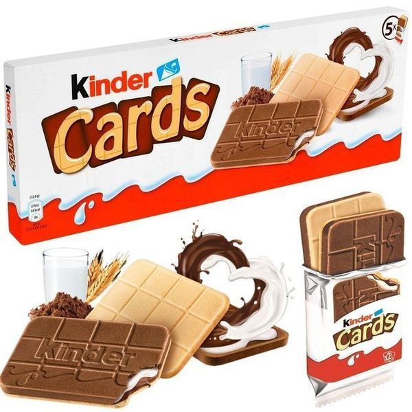Печиво Kinder Cards вершково-шоколадний наповнювач 5 упаковок по 2 шт 128 гр 69169 фото