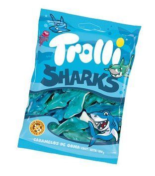 Жувальні цукерки Trolli Sharks у формі акул зі смаком фруктів 150 г 64535 фото