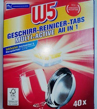 Таблетки для посудомийної машини W5 All-in-1 XXL 40 шт 36467 фото